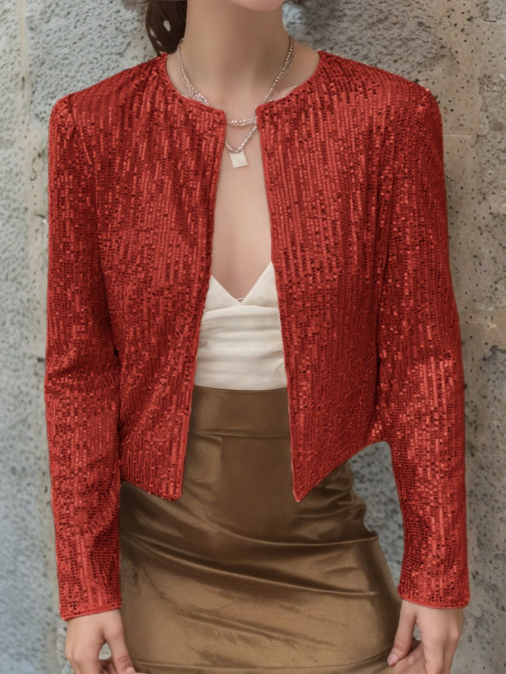 Women's sequined jacket in a modern cut, size