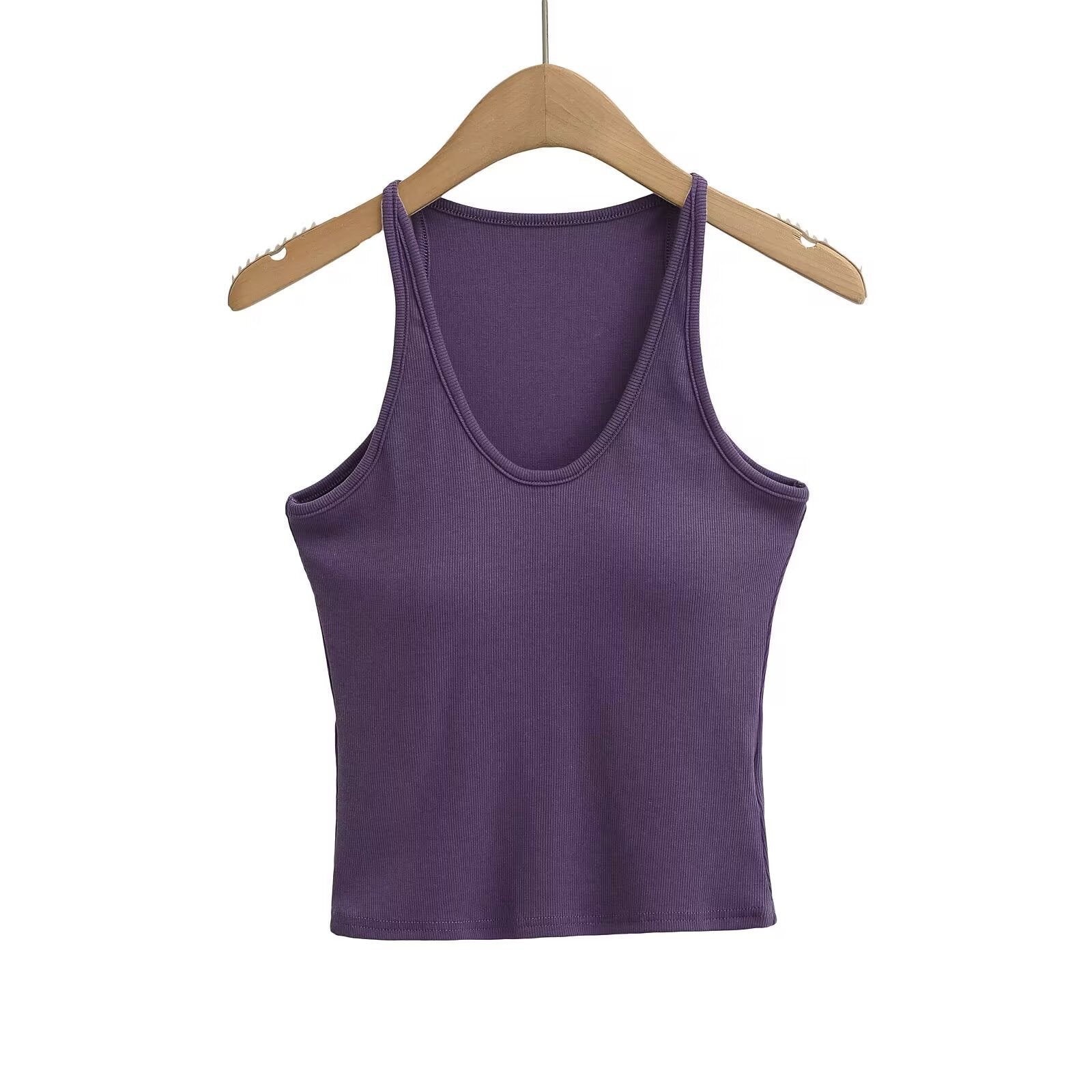Damen ärmelloses Sporttop mit tiefem U-Ausschnitt und elastischem Material GR