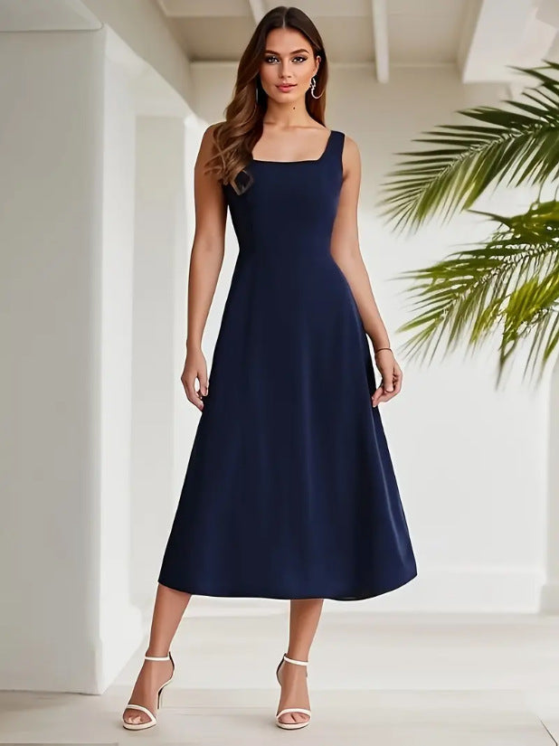 GR | Elegant dress with straps, dark blue color