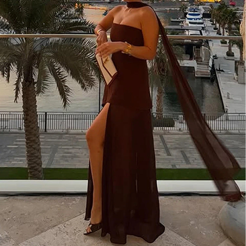 GR | Elegant backless maxi dress with slit