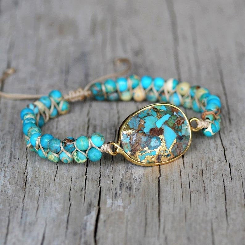 GR | Ethnic Handmade Women's Bracelet with Turquoise Beads