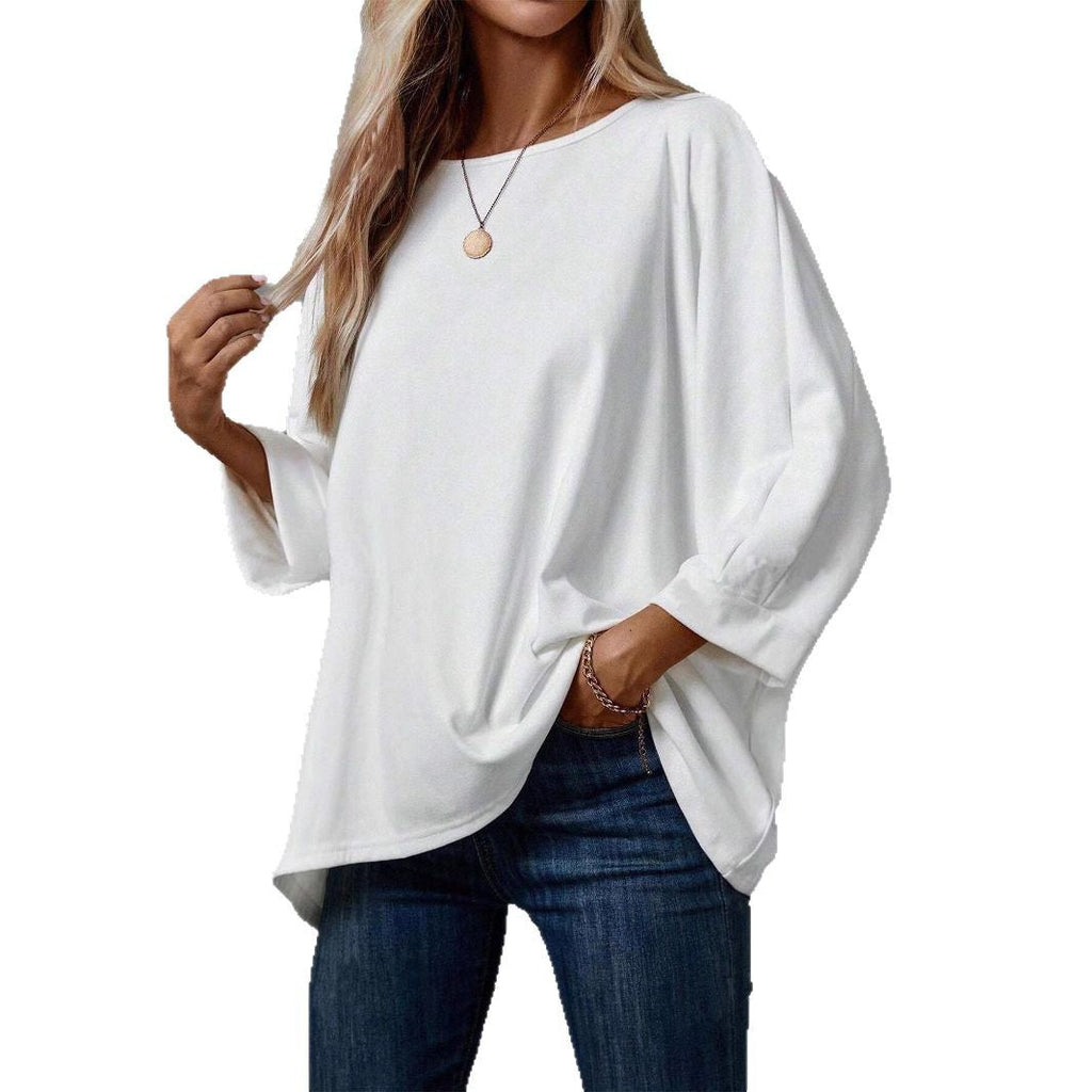 Damen lässiges Oversized T-Shirt mit weitem Schnitt und stylischem Rundhalsausschnitt GR