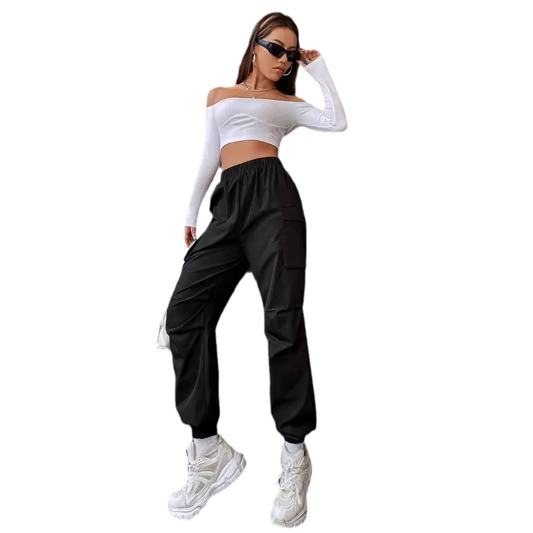Damen Cargo-Hose mit elastischem Bund und praktischen Taschen GR