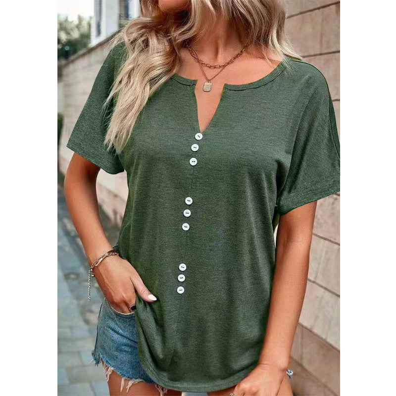 GR | Solid Color Soft Fashionable V-Neck T-Shirt in Plus Sizes