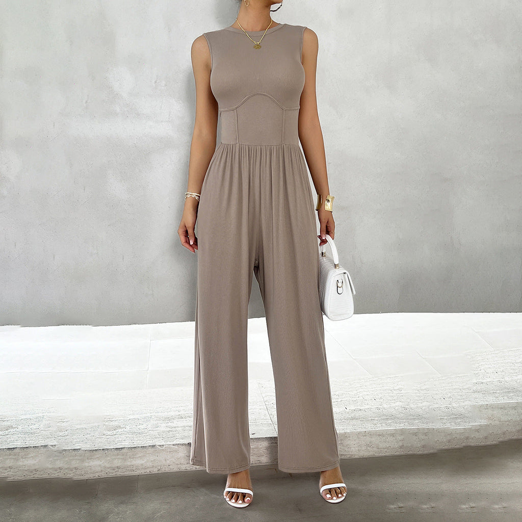 Women's elegant jumpsuit with a wide cut and figure-flattering design, size S