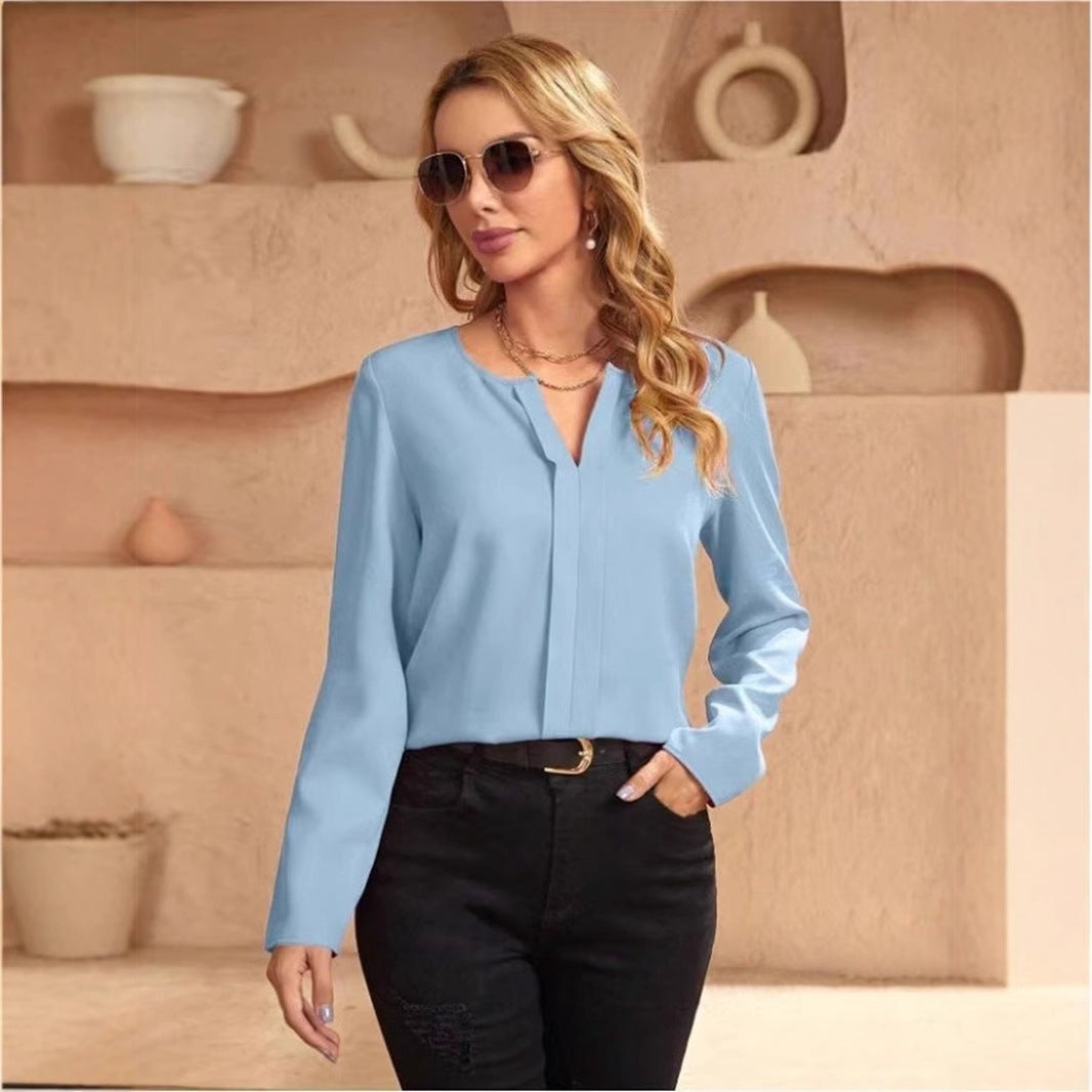 GR | Women's Satin Blouse Imitation Silk Shirt