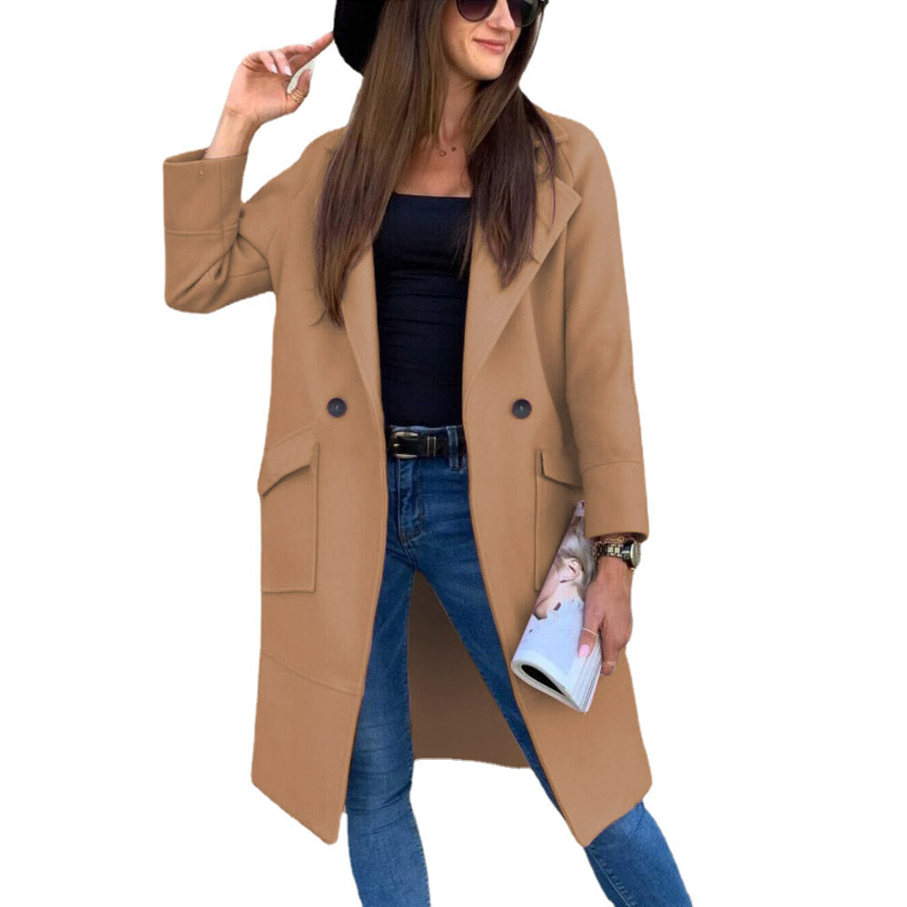 Damen eleganter Trenchcoat mit doppelter Knopfleiste und praktischen Taschen GR