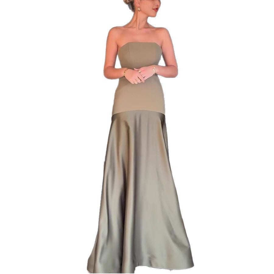 Women's evening dress with elegant bustier top and flowing hem, size GR