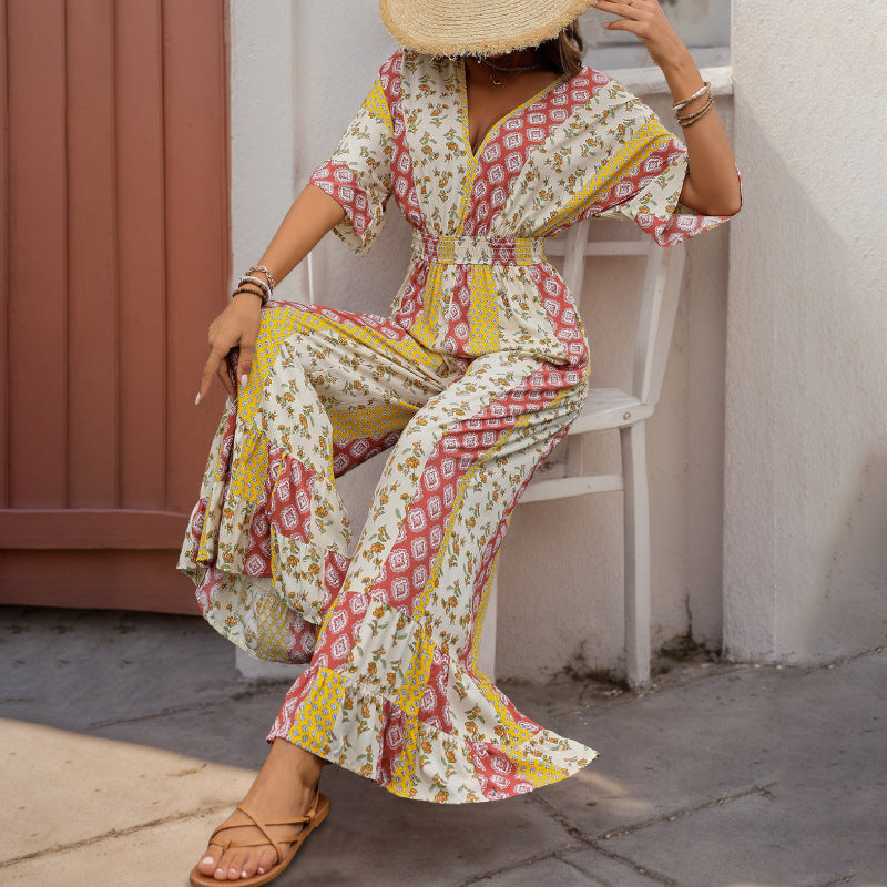 Women's wide-leg jumpsuit with elasticated waist, size