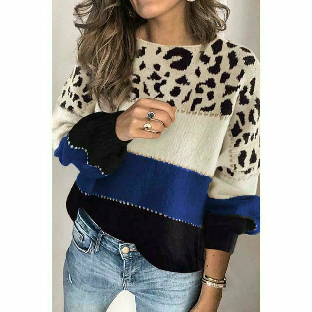 GR | Patchwork sweater with leopard print