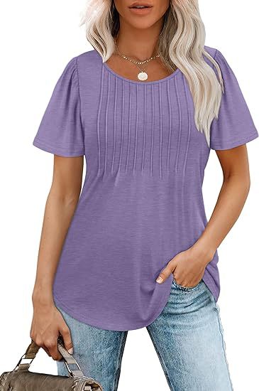 Damen Sommer T-Shirt mit Falten-Design GR