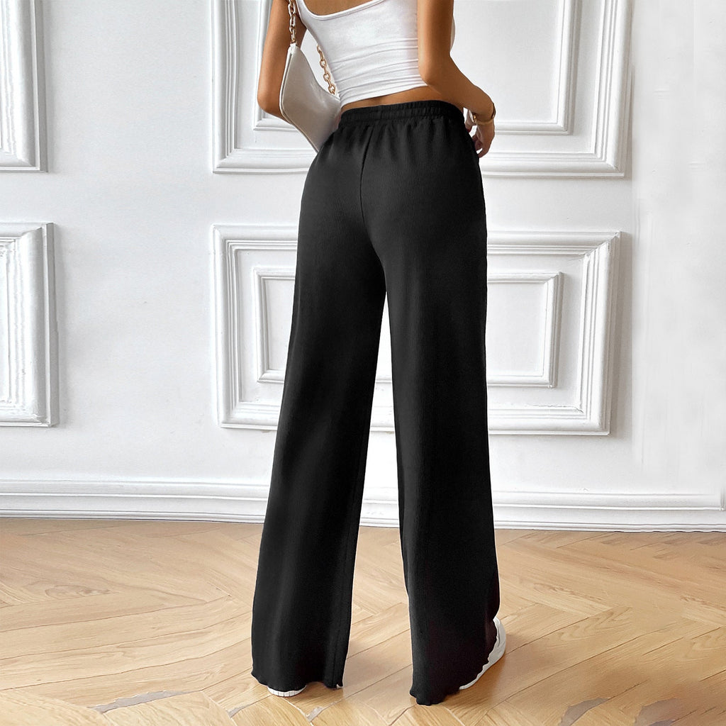Damen weite Sommerhose mit elastischem Bund und seitlichen Eingrifftaschen GR