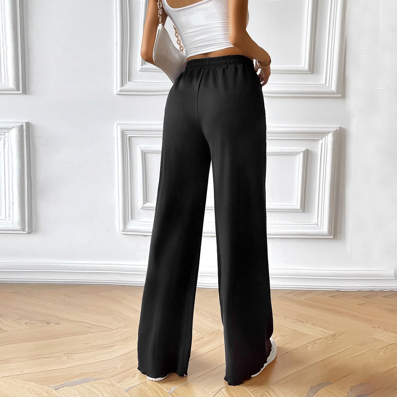 Damen weite Sommerhose mit elastischem Bund und seitlichen Eingrifftaschen GR