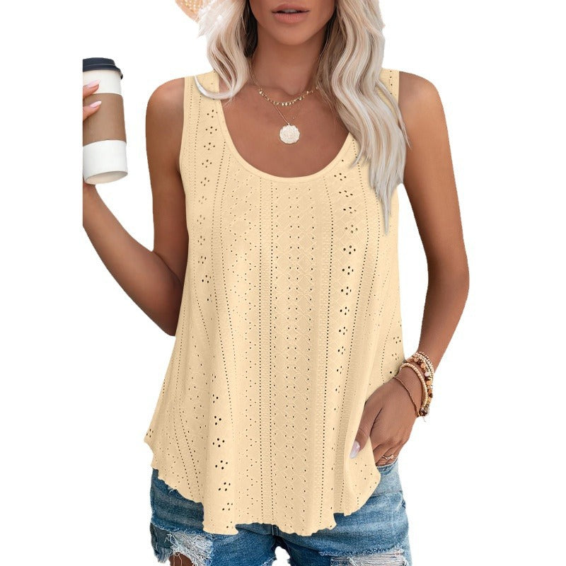 GR | Rundhalsausschnitt Locker Ärmellos Tanktop