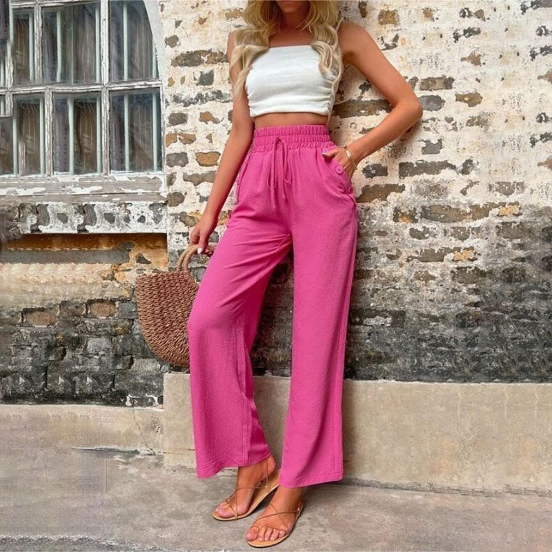 GR | Colorful, airy summer trousers for women with wide legs
