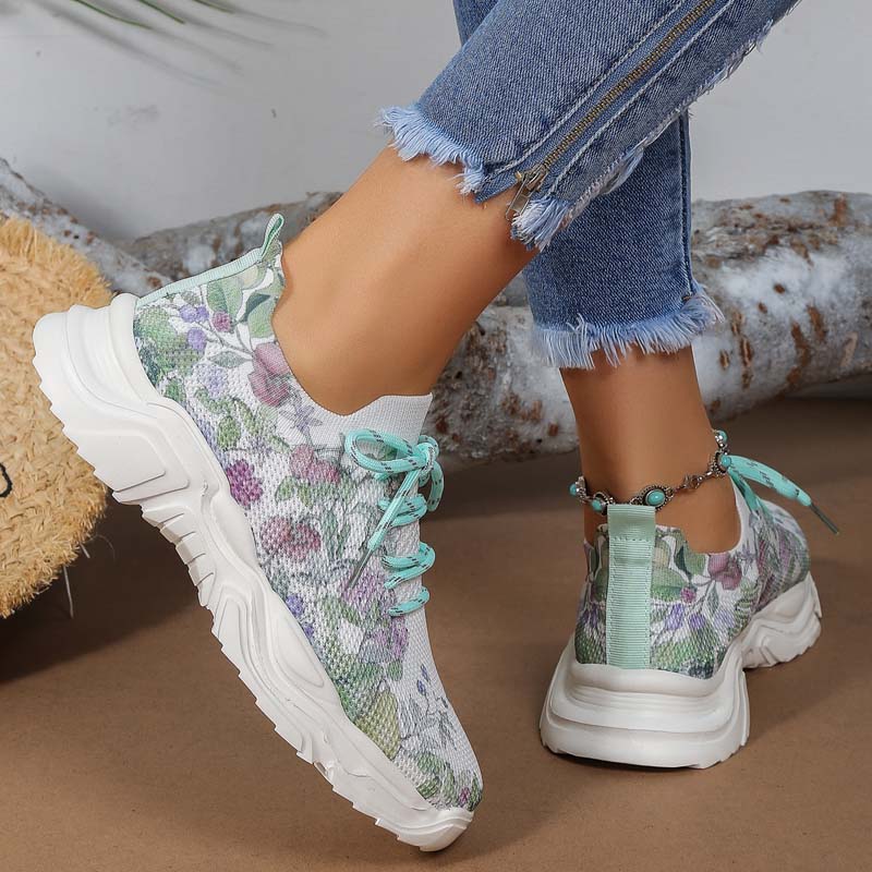 GR | Wide Floral Pattern Sneakers for Women
