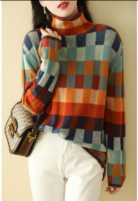 GR - Elegant printed roll-neck sweater