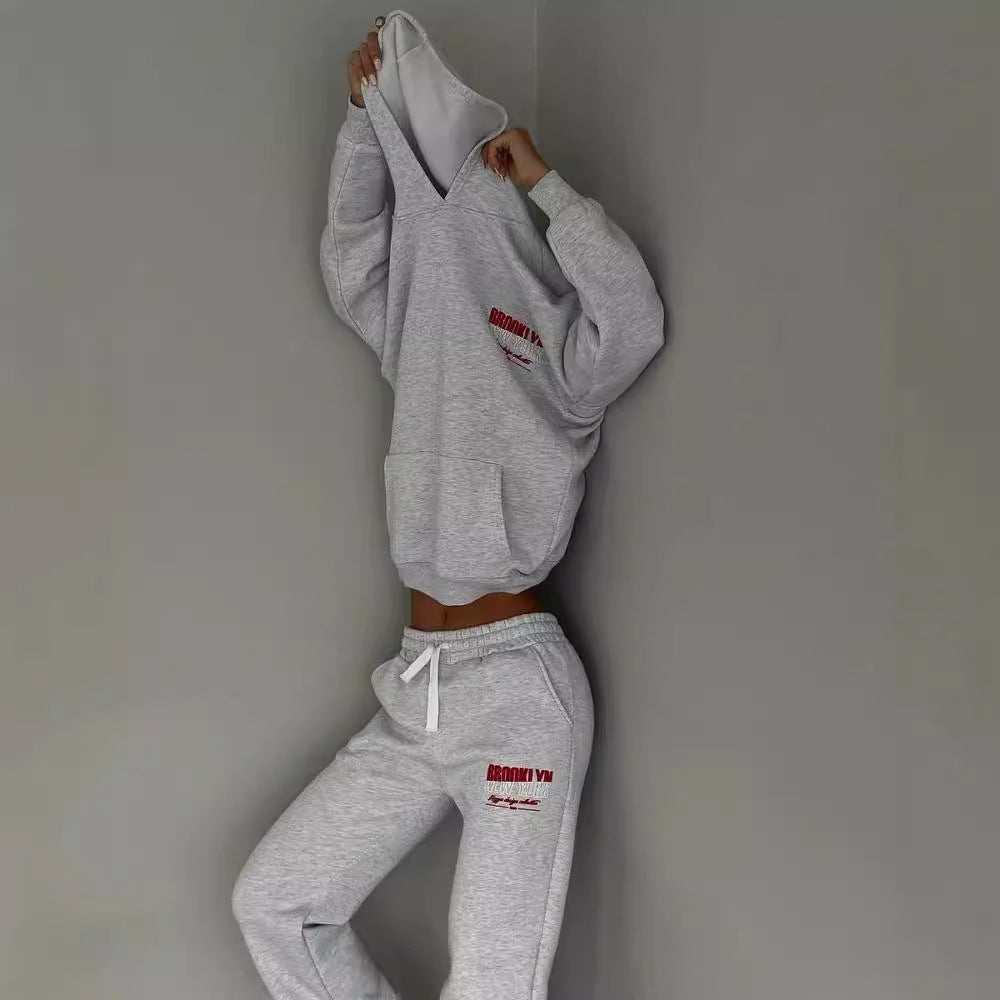 Damen lässiger Fleece-Hoodie und Jogginghose Set mit praktischem Kordelzug und hochwertiger Baumwollmischung GR