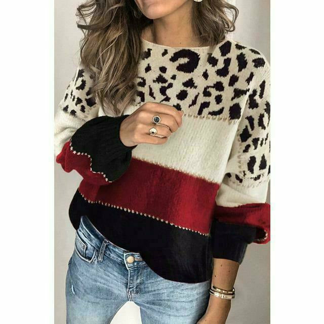 GR | Patchwork sweater with leopard print