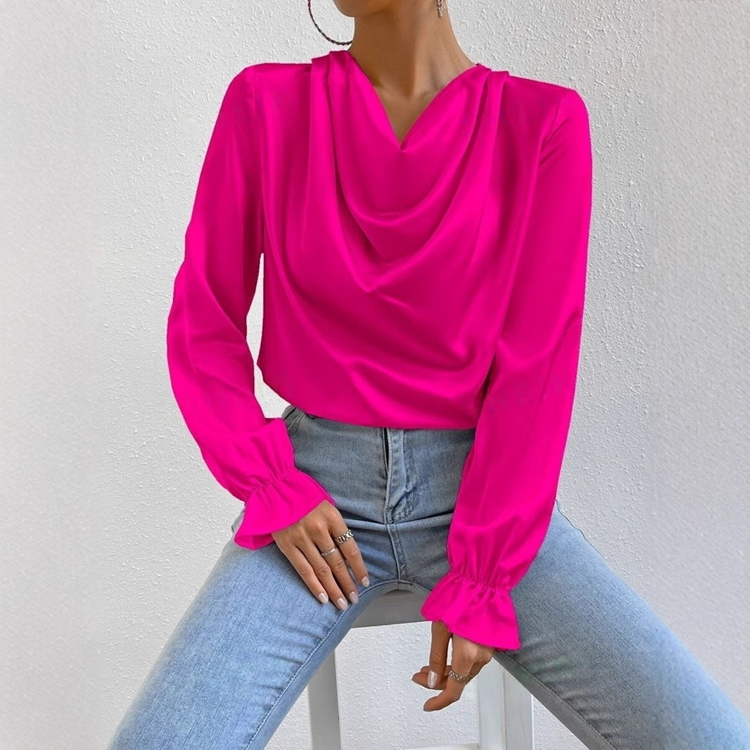 GR | Satin Langarmbluse Top