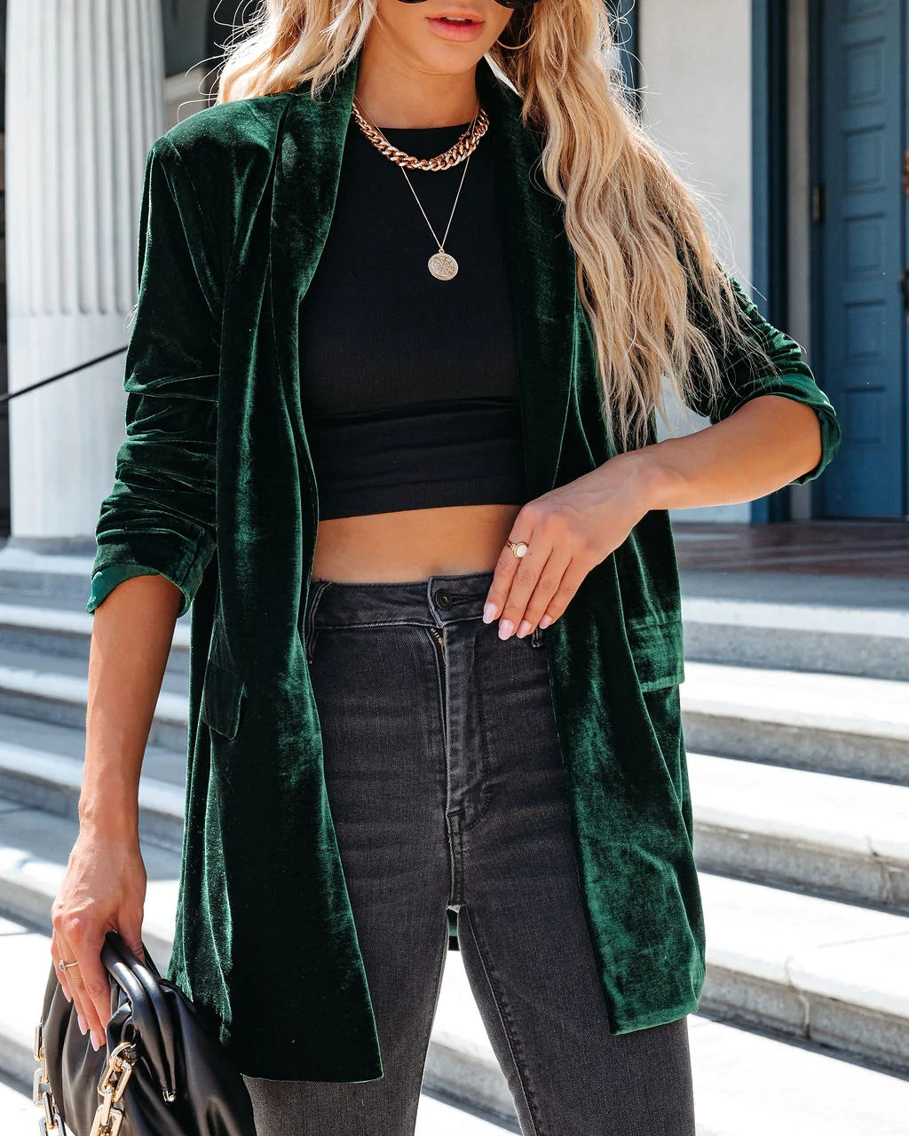 Damen lässiger Longcardigan mit seitlichen Taschen und offenem Schnitt GR