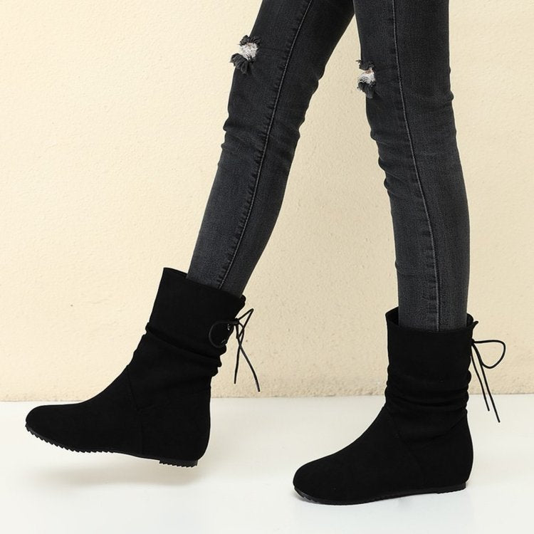 Women's ankle boots with elastic pleats and non-slip sole, size S