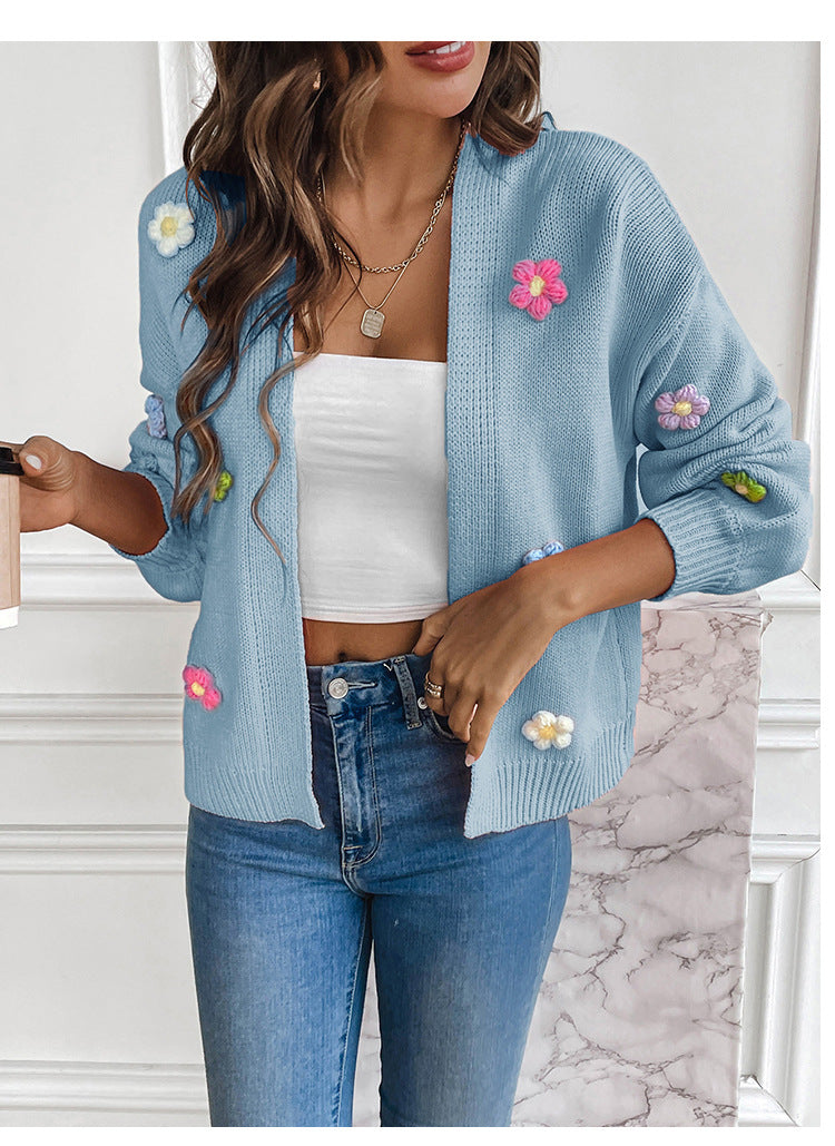 GR | Hand-crocheted floral knitted cardigan 