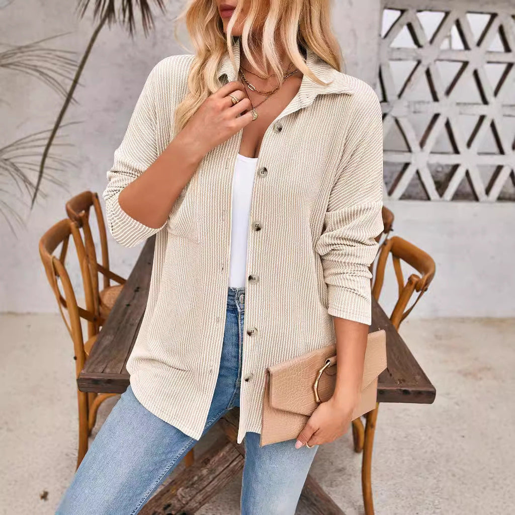 Women's cardigan with structured rib design and oversized buttons, size S