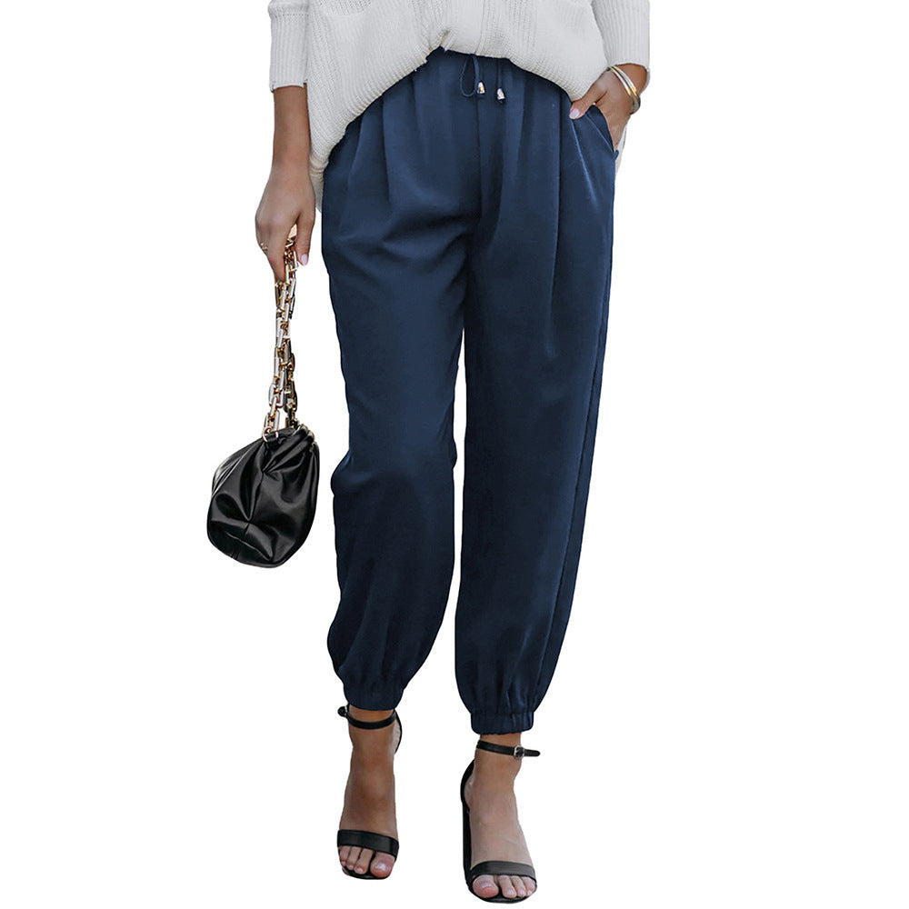 Damen lässige Freizeithose mit elastischem Bund und praktischen Taschen GR