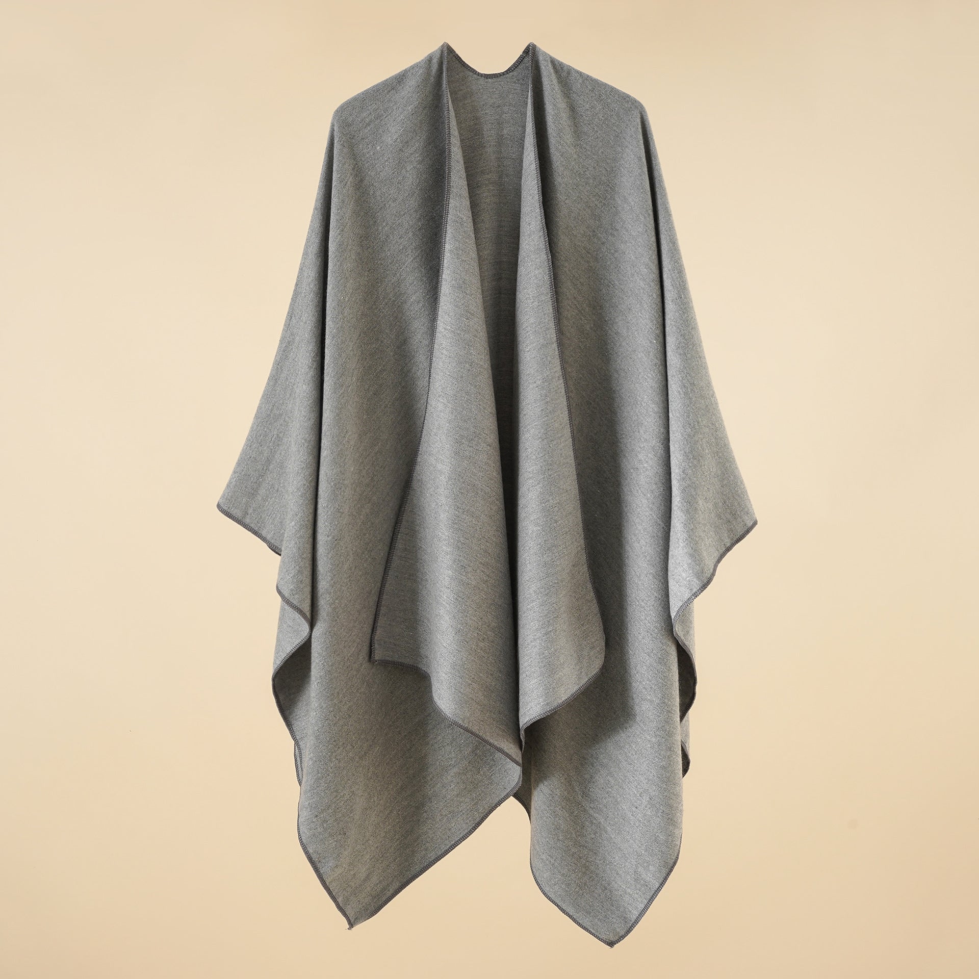 Women's Elegant Wrap Poncho in Soft Wool Blend, Size