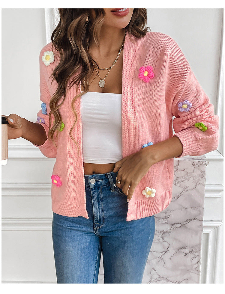 GR | Hand-crocheted floral knitted cardigan 