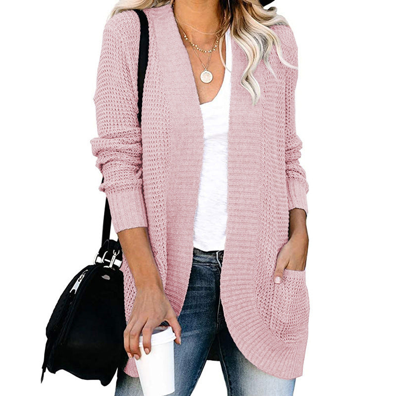 Women's open-cut cardigan with side pockets, size