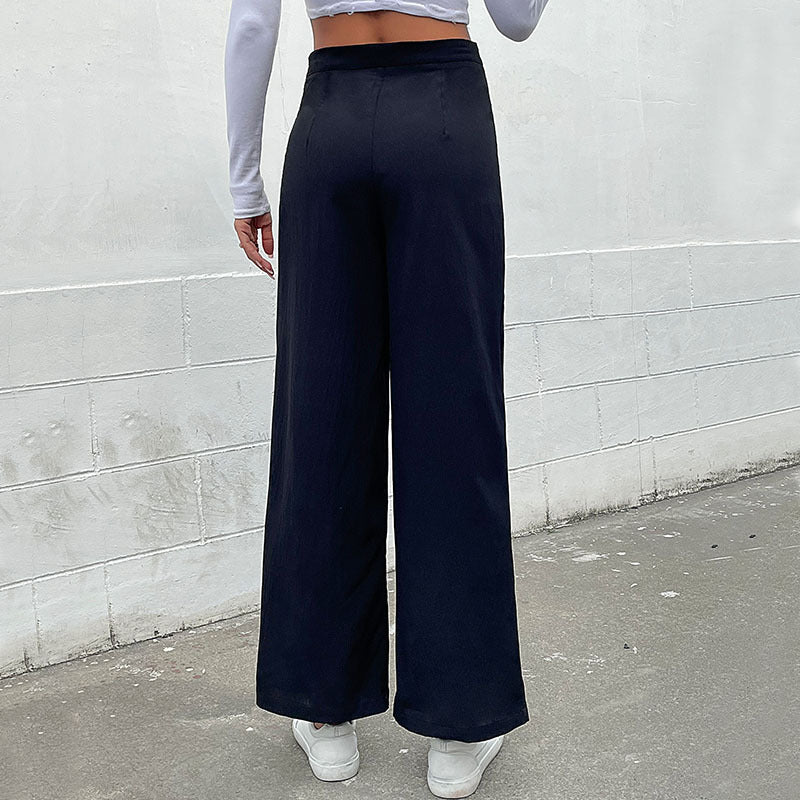 Damen Weite Hose mit dekorativen Knöpfen GR