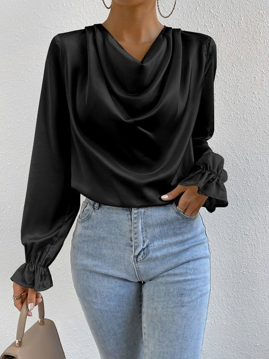 GR | Satin Langarmbluse Top