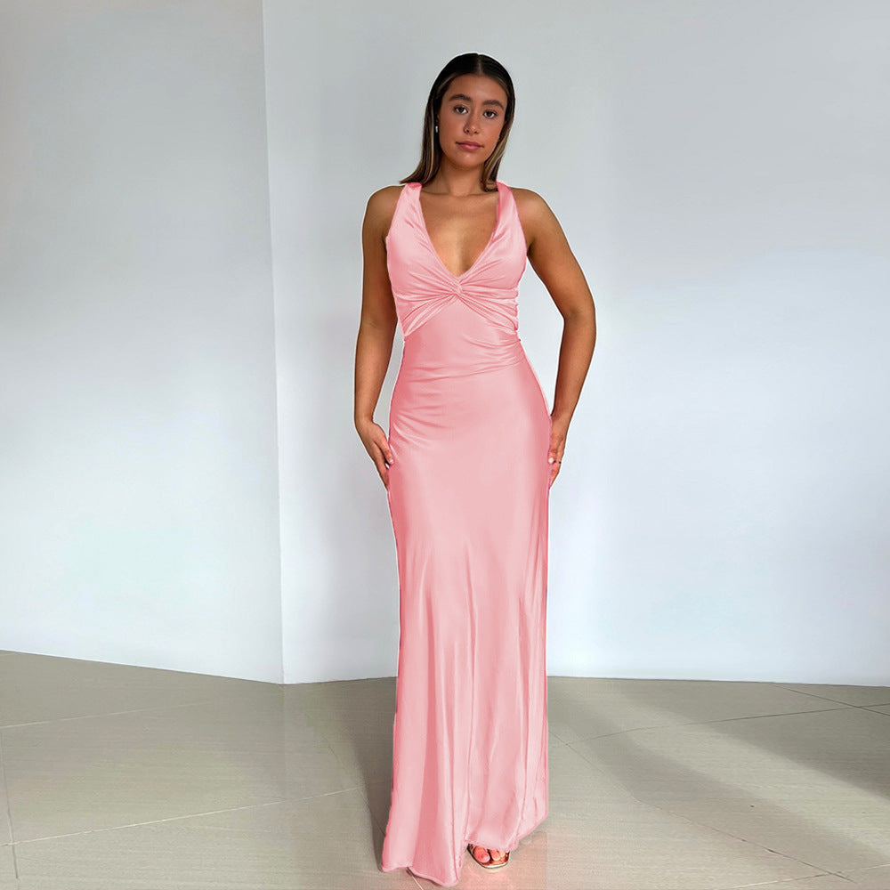 GR | Persönlichkeit Slim Fit Satin Kleid Damen