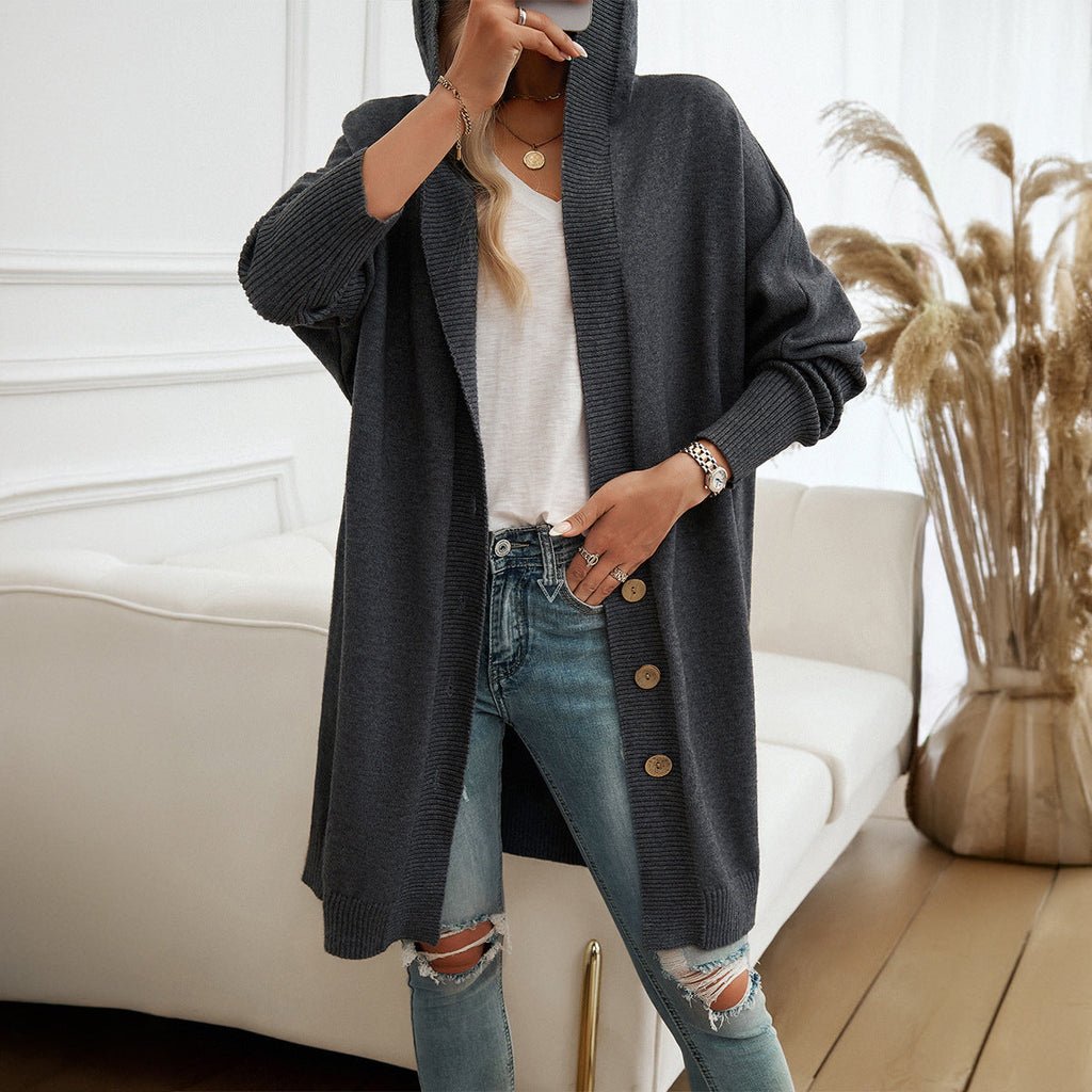 Damen Hoodie-Kardigan mit Knopfdetail und lässigem Schnitt GR