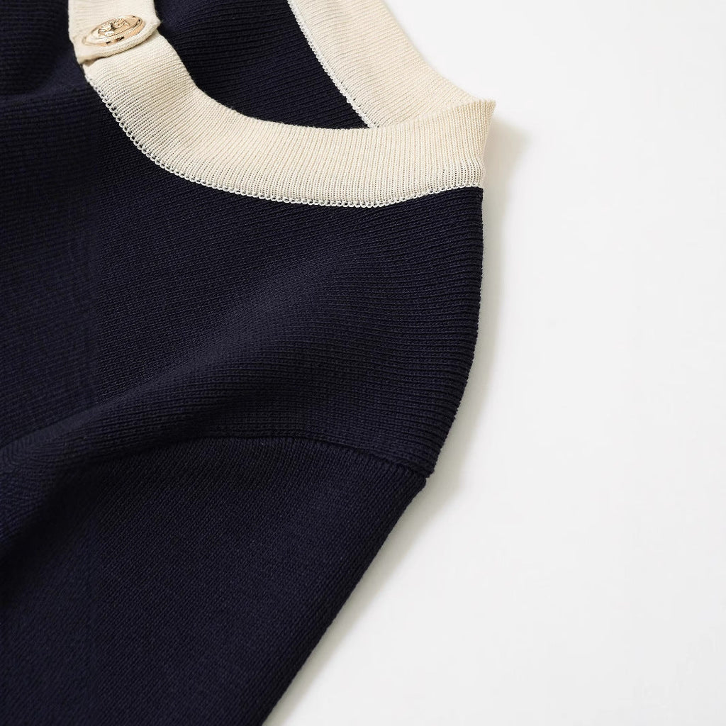 Damen Kurzarm Strickoberteil mit dekorativen Knöpfen und modernem Design GR