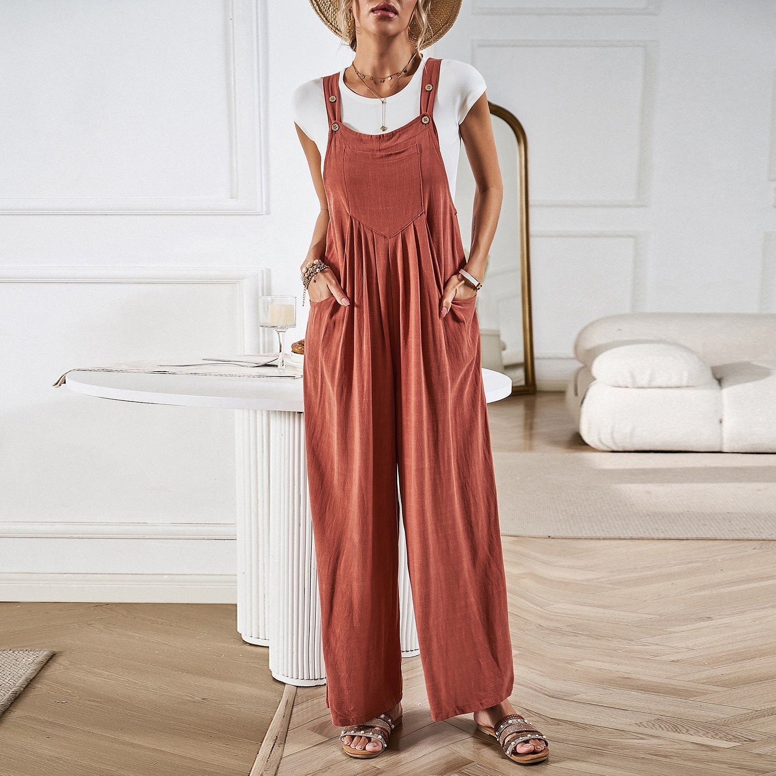 GR | Loose-fitting leg-length jumpsuit