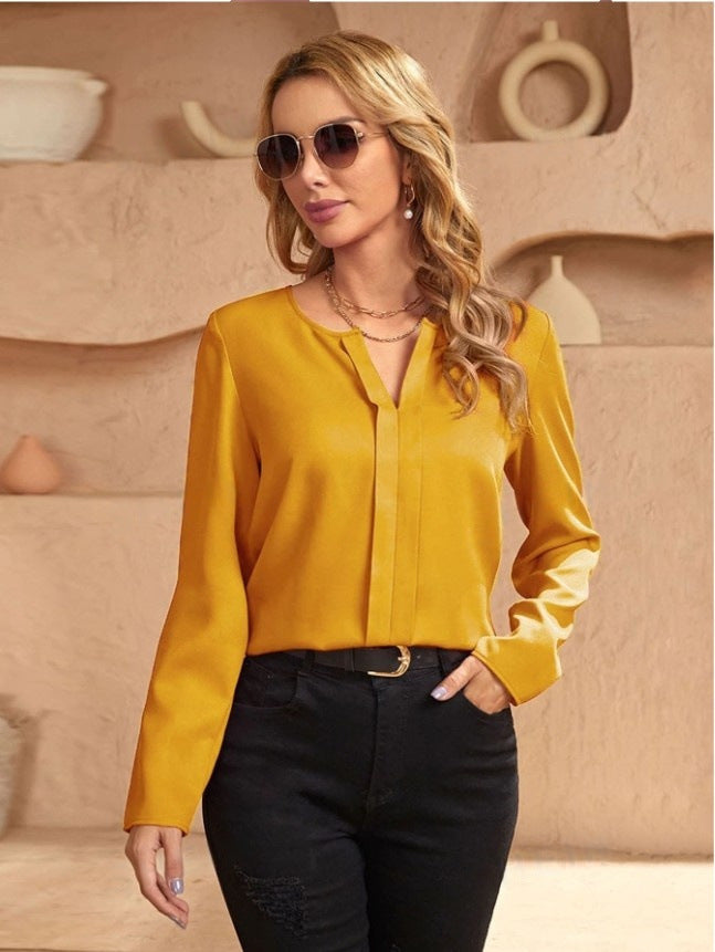 GR | Women's Satin Blouse Imitation Silk Shirt
