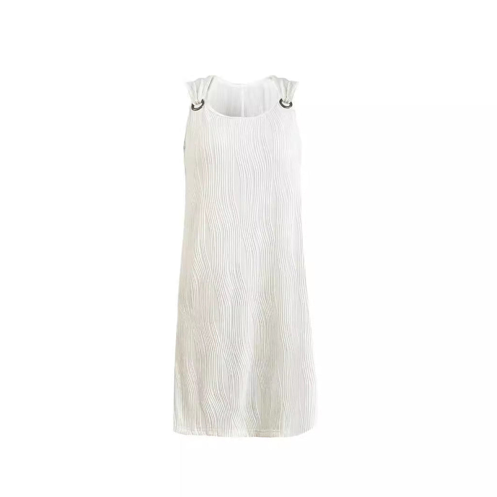 Damen ärmelloses Sommerkleid mit dekorativen Schleifen und leichtem Schnitt GR