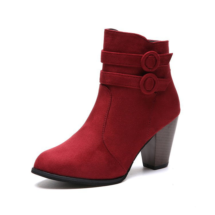 Women's ankle boots with decorative straps and elegant heel, size GR