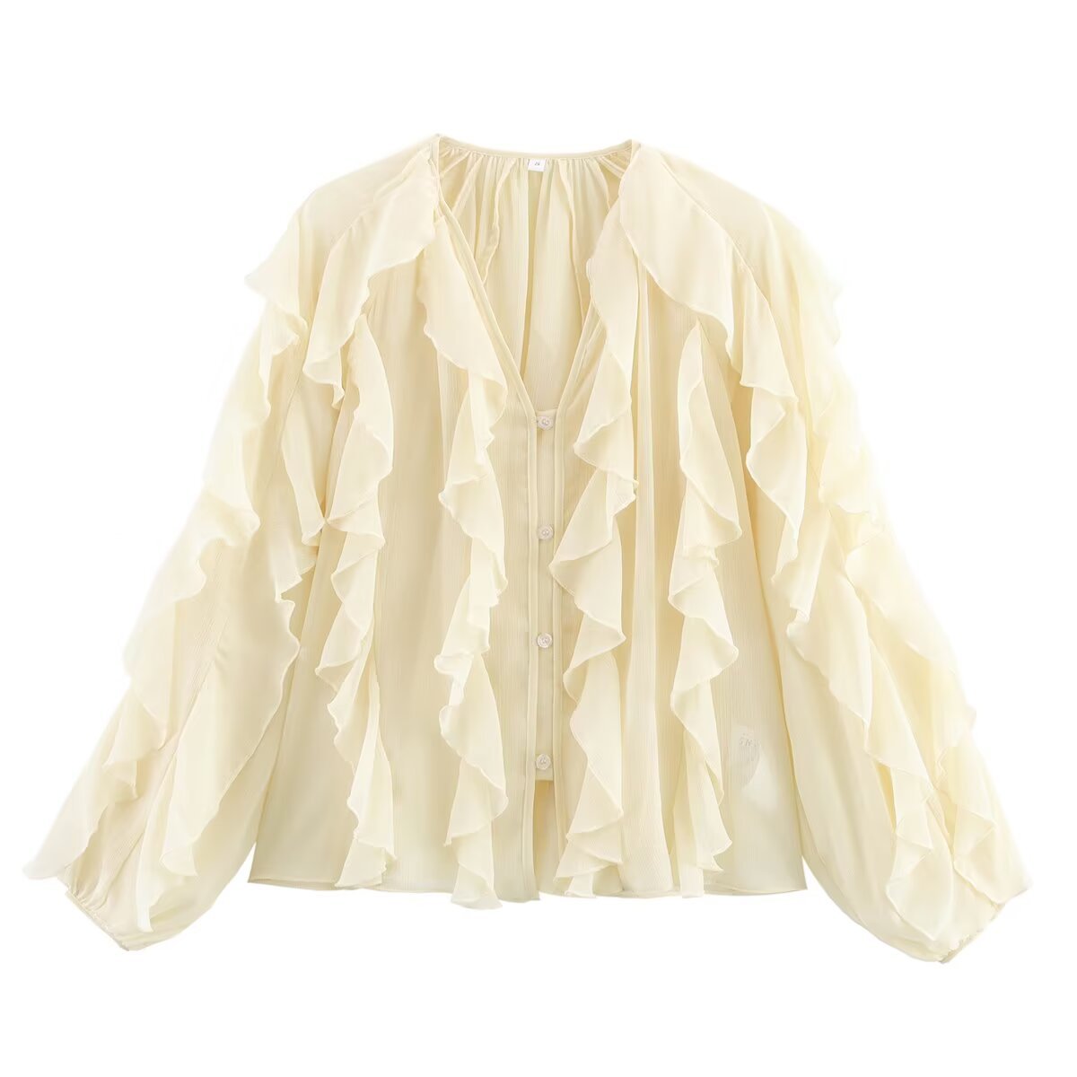 Damen Bluse mit voluminösen Rüschendetails und elegantem Schnitt GR