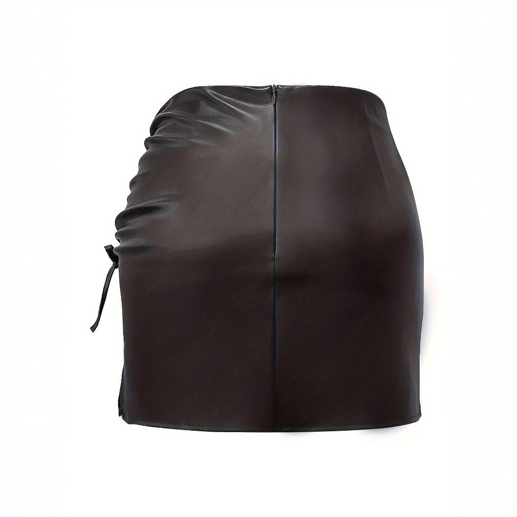 Women's figure-hugging mini skirt with sophisticated ruffle design, size