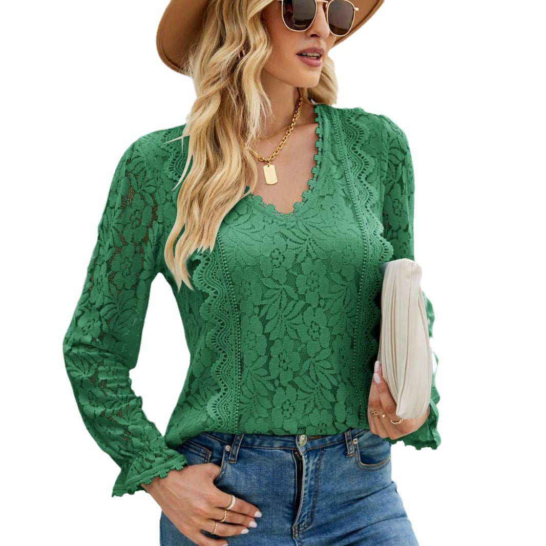 GR | Hollow Lace Sexy Knitted Long Sleeve Top