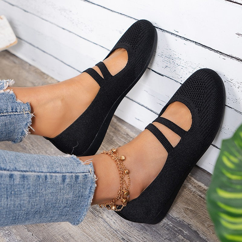 GR | Flat slippers with strap across the instep and flat sole for women