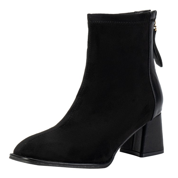 Women's ankle boots with elegant block heel and soft upper material, size GR