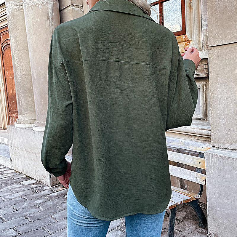 Damen Bluse mit lässigem Schnitt und dekorativen Knopfdetails GR