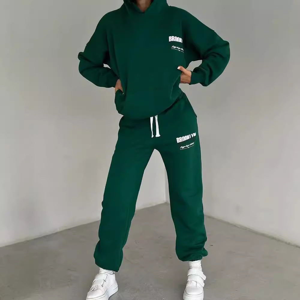 Damen lässiger Fleece-Hoodie und Jogginghose Set mit praktischem Kordelzug und hochwertiger Baumwollmischung GR