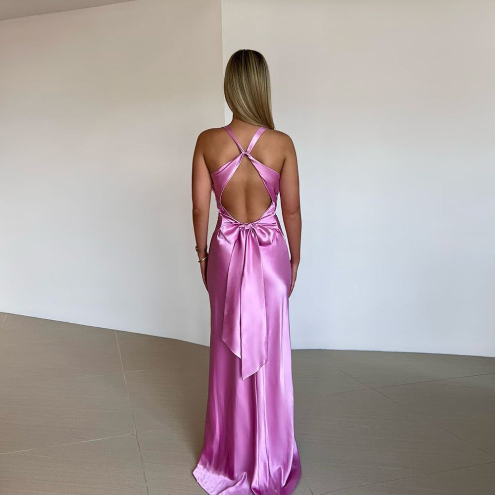 GR | Persönlichkeit Slim Fit Satin Kleid Damen