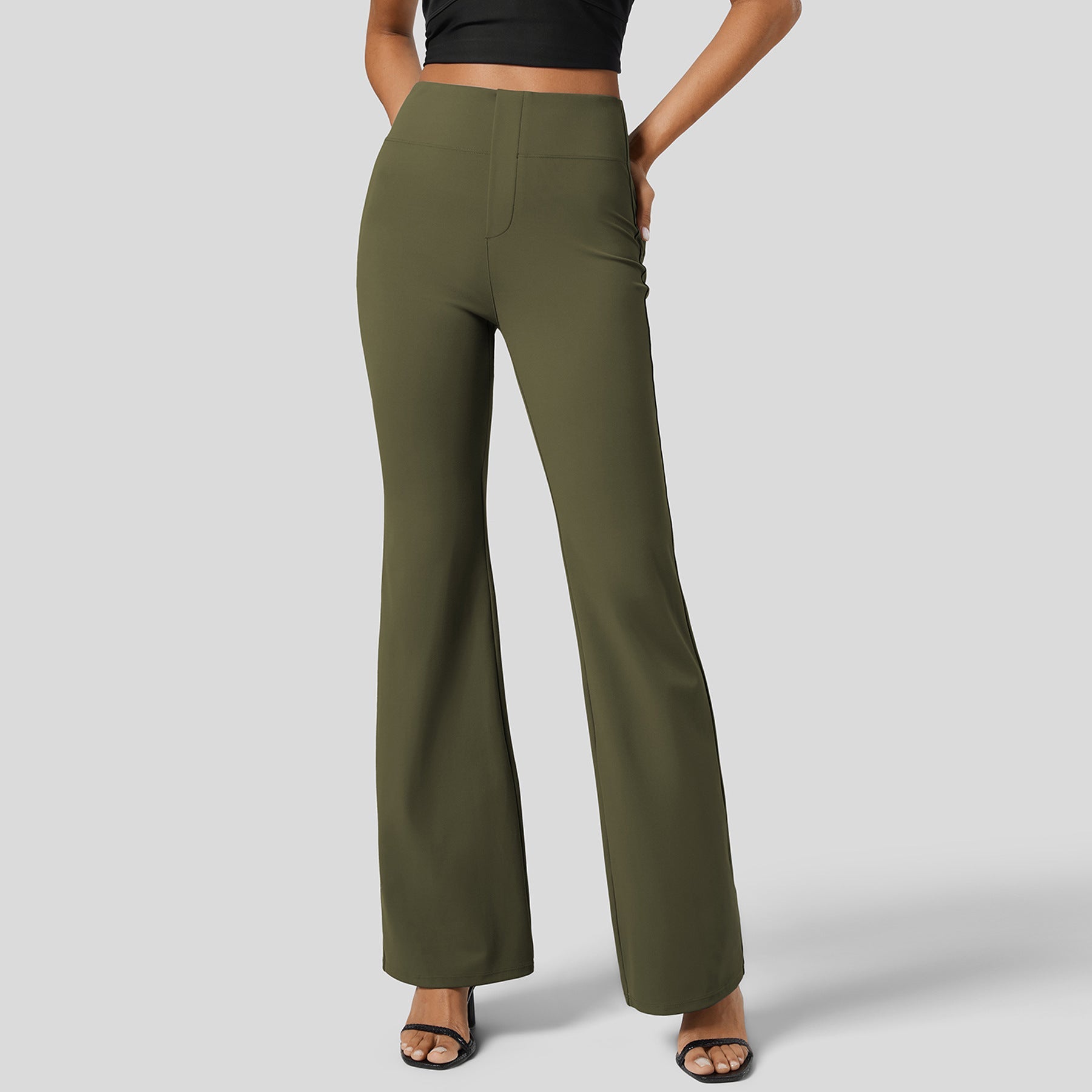GR | High-waisted, butt-lifting, wide-leg sports micro-pull-on pants